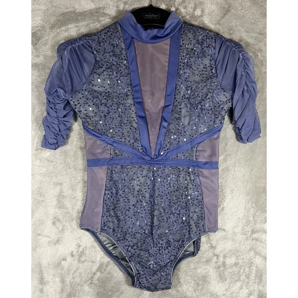 Revolution Dance costume Girls SZ LC Large‎ Solo Lyrical Contemporary Periwinkle